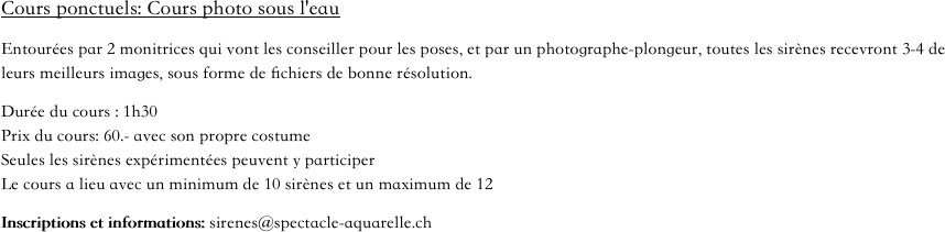 Cours ponctuels: Cours photo sous